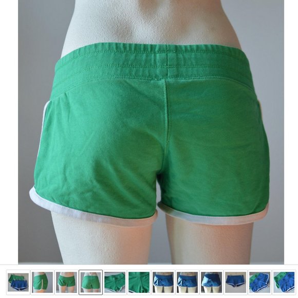 Running Shorts Hotpants Blue Green Lot of 2 100% Cotton Women sz M | Inseam 3" - Picture 4 of 9